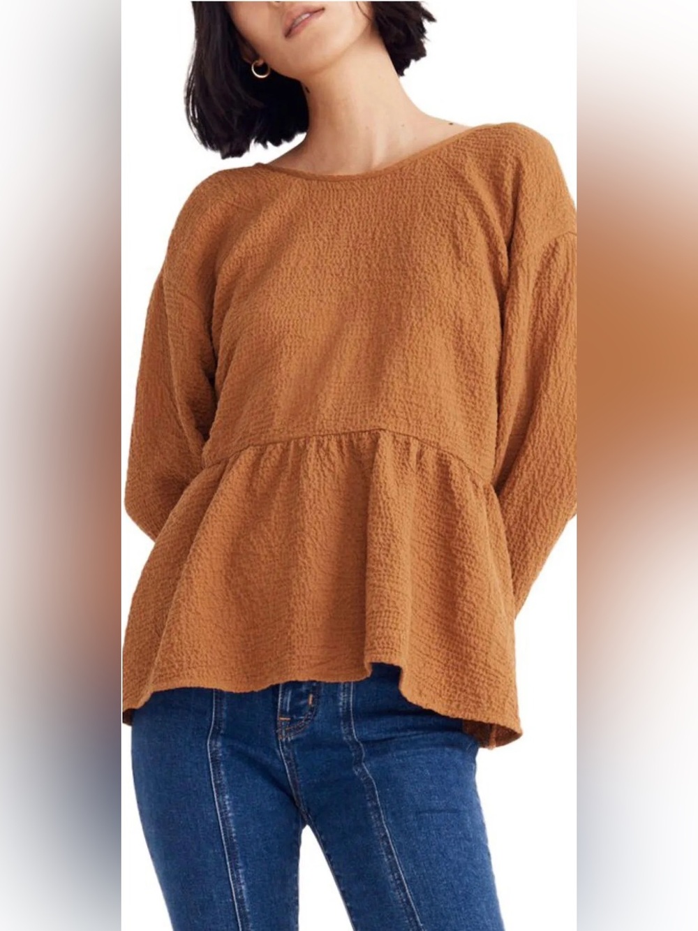 Madewell Blouse Peplum Open-Back Top - Picture 1 of 6